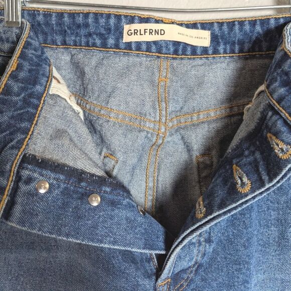 Grlfrnd Karolina High Rise Straight Crop Hudson River Button Fly Denim Jeans 32 - Picture 5 of 9